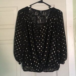 IZ Byer Black & Gold blouse - Size M (EUC)
